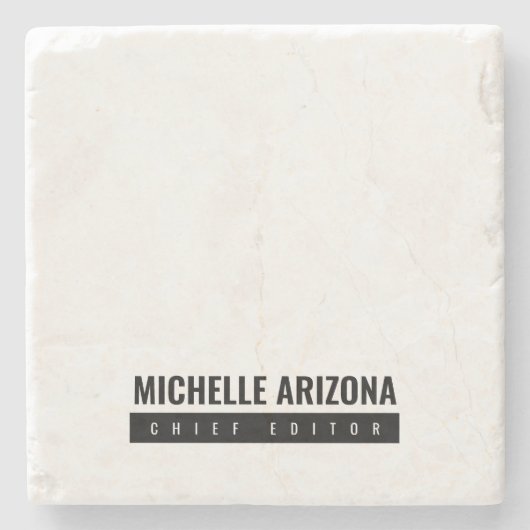 ミニマリストブラック&ホワイトプロフェッショナル モダン ストーンコースター (正面)