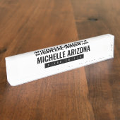 ミニマリストブラック&ホワイトプロフェッショナル モダン デスクネームプレート (側面)