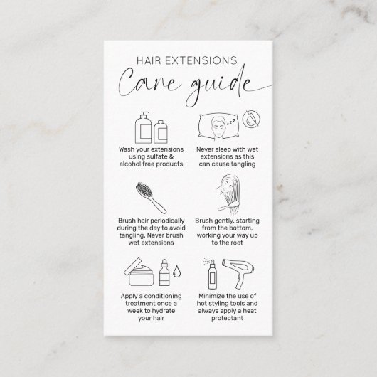 ミニマリストブラック&ホワイトヘアエクステンションアフターケア 名刺 (正面)