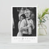 ミニマリストブラック&ホワイトボタニカル結婚ズ サンキューカード (スタンド正面)