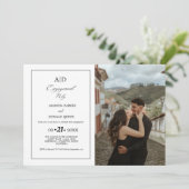 ミニマリストブラック&ホワイトモノグラム婚約パーティ 招待状 (スタンド正面)