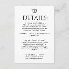 ミニマリストブラック&ホワイトモノグラム結婚ズ詳細 エンクロージャーカード