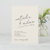 ミニマリストブラック&ホワイトレトロモダンおもしろい結婚 招待状 (スタンド正面)