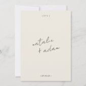 ミニマリストブラック&ホワイトレトロモダンおもしろい結婚 招待状 (裏面)