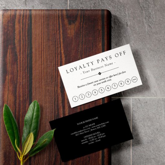 ミニマリストブラック&ホワイトロイヤリティパンチカード ロイヤリティカード