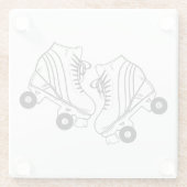 ミニマリストブラック&ホワイトローラスケートスケッチ ガラスコースター (裏面)