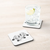 ミニマリストブラック&ホワイトローラスケートスケッチ コースター (右側)