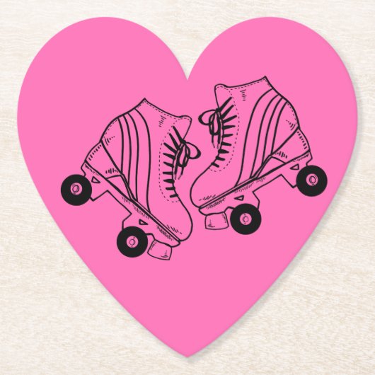 ミニマリストブラック&ホワイトローラスケートスケッチ ペーパーコースター (正面)