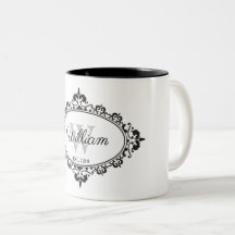 ミニマリストブラック&ホワイトヴィンテージダマスクモノグラム