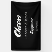 ミニマリストブラック&ホワイト婚約パーティ応援 横断幕 (縦)