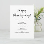 ミニマリストブラック&ホワイト感謝祭ディナー 招待状 (スタンド正面)