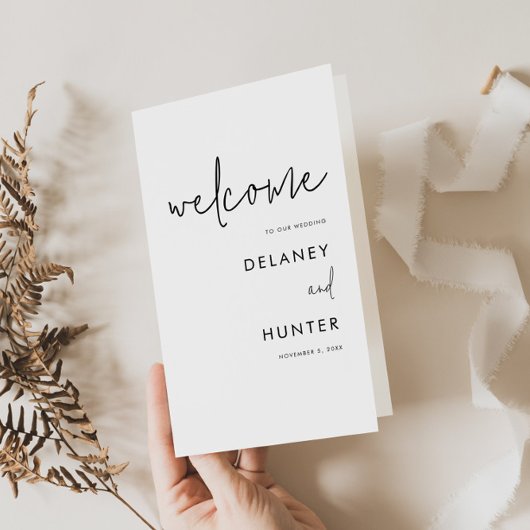 ミニマリストブラック/ホワイト折り畳み紙プログラム チラシ