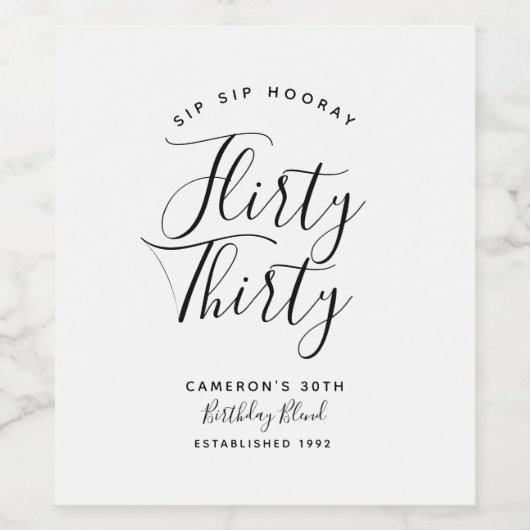 ミニマリストブラック&ホワイト気のあるそぶりをしたサーティ ワインラベル (シングルラベル)