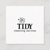 ミニマリストブラック&ホワイト清掃サービスカスタム スクエア名刺 (正面)