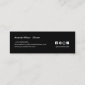 ミニマリストブラック&ホワイト清掃サービス スキニー名刺 (裏面)