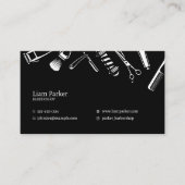 ミニマリストブラック&ホワイト理容師ショップ美容師 名刺 (正面)
