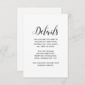 ミニマリストブラック&ホワイト結婚ズゲスト詳細 エンクロージャーカード (正面/裏面)