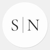 ミニマリストブラック&ホワイト結婚ズモノグラム ラウンドシール (正面)