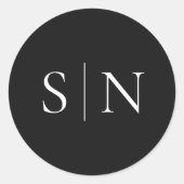 ミニマリストブラック&ホワイト結婚ズ封筒用シール ラウンドシール (正面)