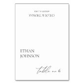 ミニマリストブラック&ホワイト結婚ズ座席表 テーブルナンバー (正面)