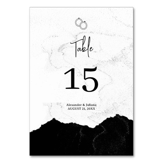 ミニマリストブラック&ホワイト結婚ズ テーブルナンバー (正面)