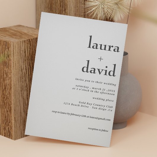 ミニマリストブラック&ホワイト結婚ズ 招待状