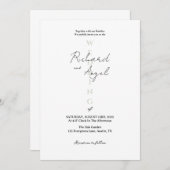 ミニマリストブラック&ホワイト結婚式招待状 招待状 (正面/裏面)