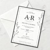 ミニマリストブラック&ホワイト結婚式招待状 招待状