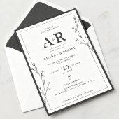 ミニマリストブラック&ホワイト結婚式招待状 招待状