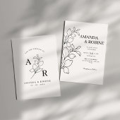 ミニマリストブラック&ホワイト結婚式招待状 招待状