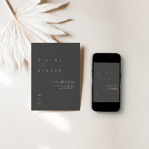 ミニマリストブラック&ホワイト結婚式招待状