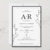 ミニマリストブラック&ホワイト結婚式招待状 招待状 (正面)