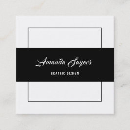 ミニマリストブラック&ホワイト スクエア名刺