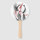 ミニマリストブラック&レッドウィングラインアートハンドファン ハンドファン (正面)