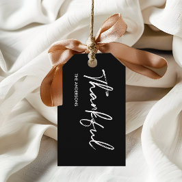 ミニマリストブラック「感謝」感謝祭 ギフトタグ