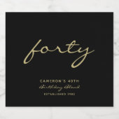 ミニマリストブラック&金ゴールドエージ誕生日チャンパレーベル スパークリングワインラベル (シングルラベル)