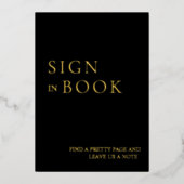 ミニマリストブラック&金ゴールドゲストブックサインフォイル 箔シーズンカード (正面)