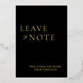 ミニマリストブラック&金ゴールドゲストブックサイン招待状 箔シーズンカード (正面)