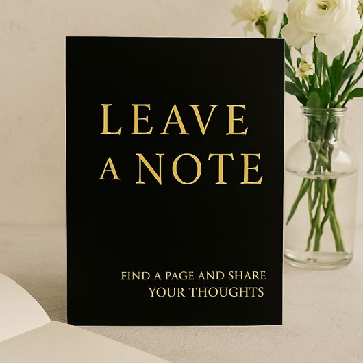 ミニマリストブラック&金ゴールドゲストブック結婚ズサイン 箔シーズンカード