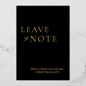 ミニマリストブラック&金ゴールドゲストブック結婚ズサイン 箔シーズンカード (正面)