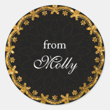 ミニマリストブラック&金ゴールドサークルマンダラステッカー