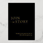 ミニマリストブラック&金ゴールドハッシュタグ記号 箔招待状 (正面)