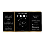 ミニマリストブラック&金ゴールドヘア油ドロッパーボトル ラベル (正面)