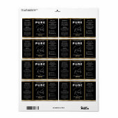 ミニマリストブラック&金ゴールドヘア油ドロッパーボトル ラベル (フルシート)