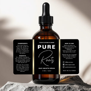 ミニマリストブラック&金ゴールドヘア油ドロッパーボトル ラベル