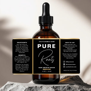 ミニマリストブラック&金ゴールドヘア油ドロッパーボトル ラベル