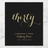 ミニマリストブラック&金ゴールド時代誕生日ワインラベル ワインラベル (シングルラベル)