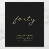 ミニマリストブラック&金ゴールド時代誕生日ワインラベル ワインラベル (シングルラベル)