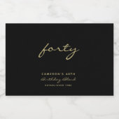 ミニマリストブラック&金ゴールド時代誕生日 リキュールボトルラベル (シングルラベル)