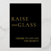 ミニマリストブラック&金ゴールド結婚のバーサインフォイル 箔シーズンカード (正面)